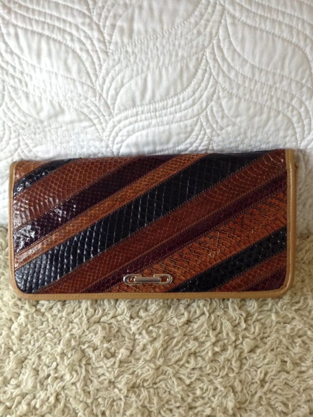 VTG 70-80's Leather Exotic Skin Evening Bag Avant Garde Quiet Lux Classy Quality